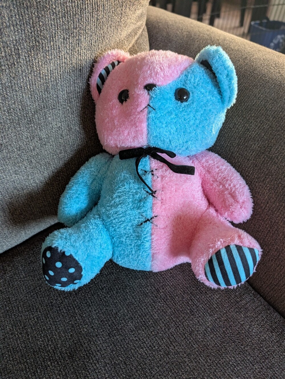 Plush Two-Tone Pink & Blue Teddy Bear for Kids
